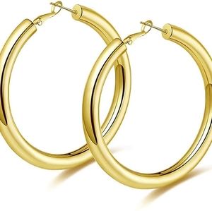 Tube hoop earrings 14k gold plated